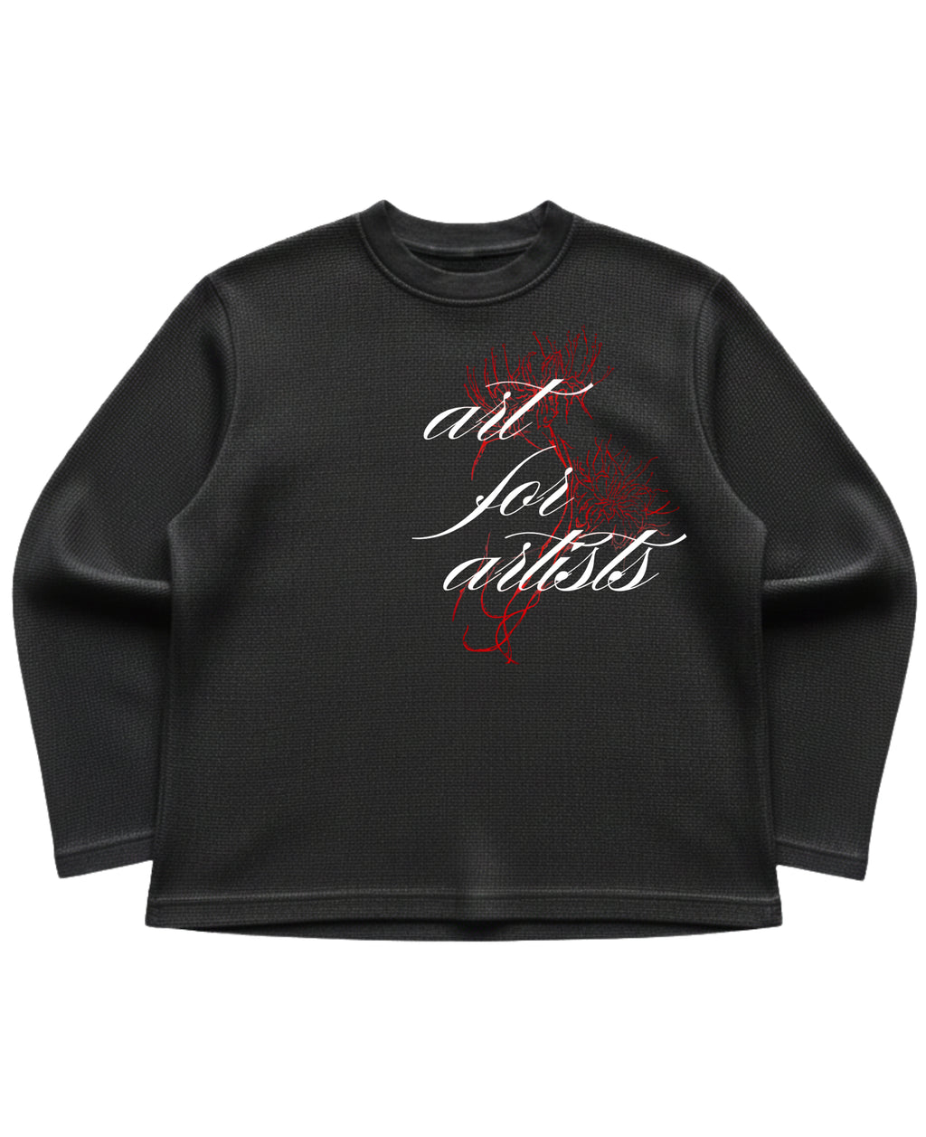 Black waffle knit oversized full-sleeve Front Design