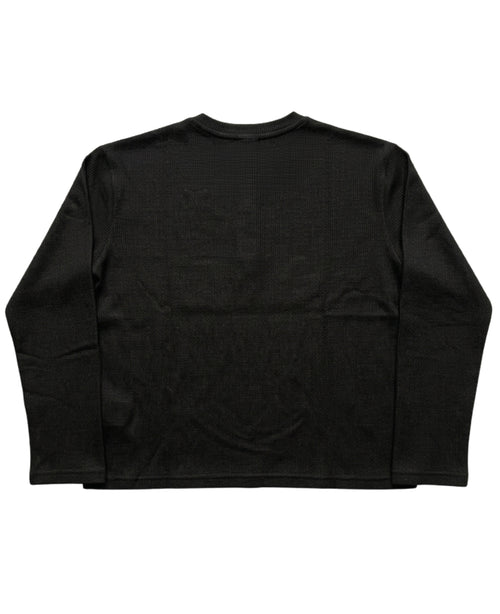 Black Henley waffle knit Back Design